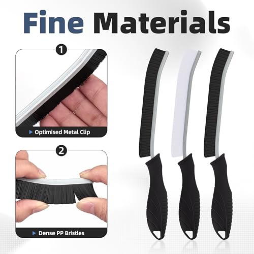 Hard Bristle Crevice Cleaning Brush - Cleaning Tools for Household Use, Multifunctional Gap Cleaning Supplies for Kitchen, Bathroom, Toilet, Window, Vehicle, Faucets, Grout, Home (Black) - view 4