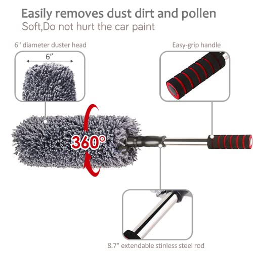 Ultimate Car Duster Kit，Best Microfiber Multipurpose Duster,Interior &Exterior Cleaning Tools,Dashboard Detailing Brush,Scratch Lint Free,Pollen Removing,extendable Handle,Tuck,SUV,RV,Set of 4 - view 4