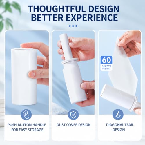 Mini Travel Lint Roller Strong Sticky for Pet Hair w/Dust Cover, 120 Sheets - view 4