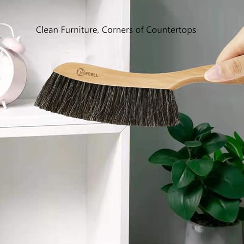 Horse Hair Brush Hand Broom Dusting Brush for Home Cleaning, Wood Handle Soft Brush Duster for Counter Furniture, Bed, Bench Fireplace,Car, Shop Brush Cleaning 14" Long - view 5