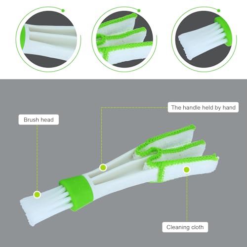 3 PCS Mini Car Air Vent Gap Duster Brush, Double Ended Soft Bristle Dashboard Window Blind Duster, Deep Cleaning Car Interior Dust Remover Tool for Most Cars SUVs Trucks (Green) - view 3