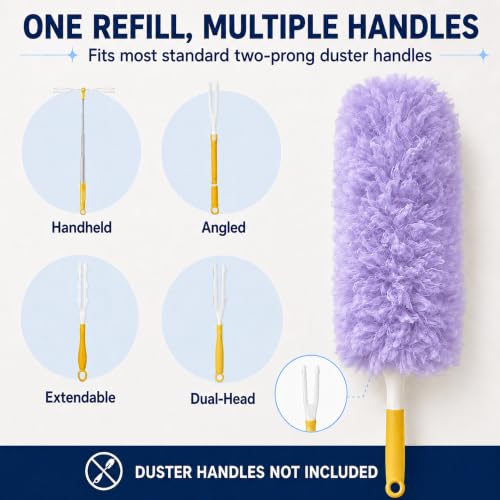 Duster Refills,Disposable Dusters for Cleaning,Heavy Duty Duster Refills, MultiSurface Dusting Wand,Dust Remover for Furniture,Blinds,Ceiling Fans&Home Cleaning Supplies (Purple, 25pcs) - view 6