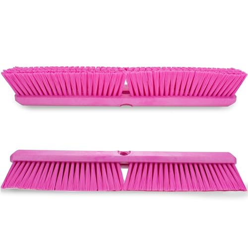 Omni Sweep – 18" Heavy Duty Broom Head for Outdoor and Indoor Use, Nonabsorbent Block, Multi-Surface Deck Brush for Garage, Patio, Kitchen, and Concrete, Pink, Pack of 12 - view 2
