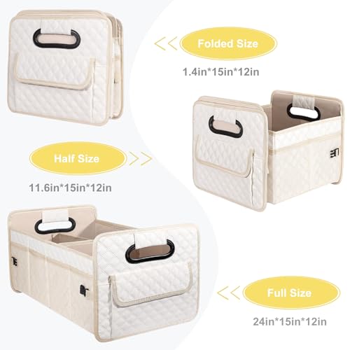 Car Trunk Organizer for SUV, Collapsible Car Storage Organizer Large Beige - view 6