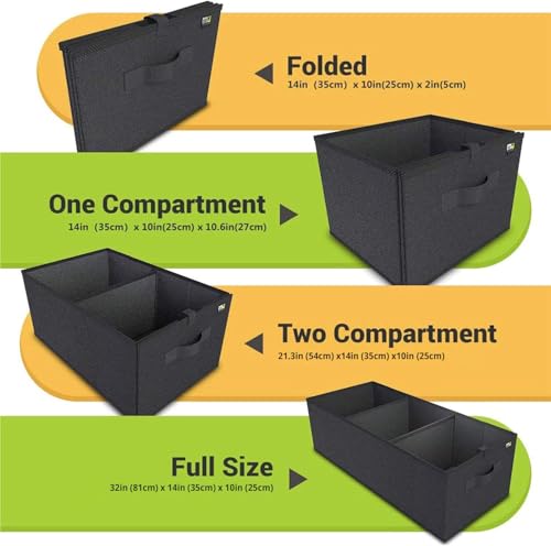 Trunk Organizer for SUV, Car Organizer, Collapsible Trunk Organizer for Car, Non-Slip Bottom, Storage Organizer for Sedans, Van, Jeep, Grocery, Large 3 Compartments, Black 32"×13"×10.6" - view 5