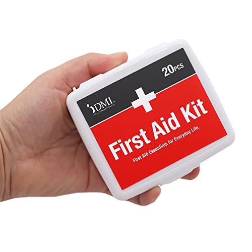 First Aid Kit, Mini 20 Piece Kit, Small and Compact All Purpose Use for Minor Cuts and Scrapes, Durable Water Resistant Case, Convenient and Portable, White, 1 Count