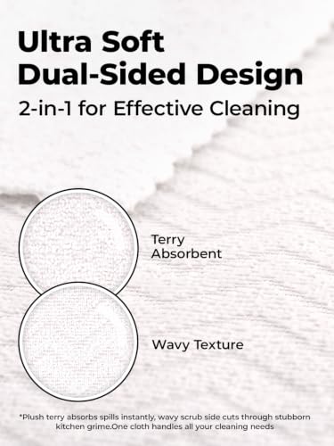 Microfiber Cleaning Cloth Roll 75 Packs, Reusable Tear Away Kitchen Towels, 12"x12", Washable, Scratch Free, Ultra Absorbent Dish Rags for Kitchen, Car, Home, Garage or Shop, White - view 4