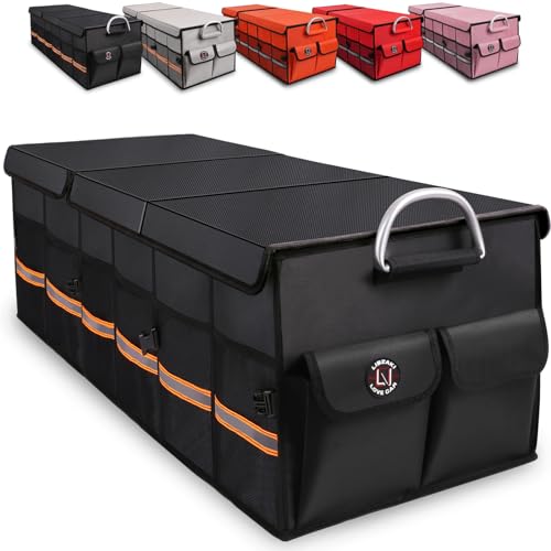 Trunk Organizer Cargo Organizer Trunk Storage Waterproof Collapsible Durable Multi Compartments-((Oversize,Black)