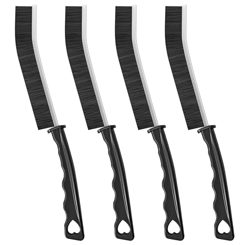 Multi-Purpose Hard Bristle Crevice Cleaning Brush, 4 Pcs, Black