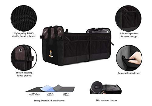 Convertible SUV Trunk Organizer | Truck Bed Organizer for SUVs, Autos, Trucks and Jeeps with Tie Down Straps - view 2
