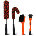 4PCS Car Wheel Cleaning Kit, Bendable Wool Brush, Orange&Black