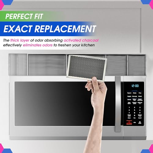 Microwave Filter Replacement 7.68" x 4.85" JX81C WB02X10776 GE Microwave Charcoal Filter - Also Fits LG Kenmore Carbon Filter - Freshens and Filters Kitchen Air in Over the Range Oven Vent Fan 2-Pack - view 5