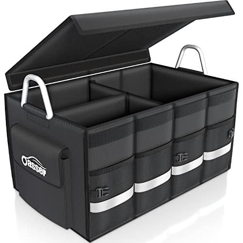 Trunk Organizer with Sturdy Hard Lid, Large, Black