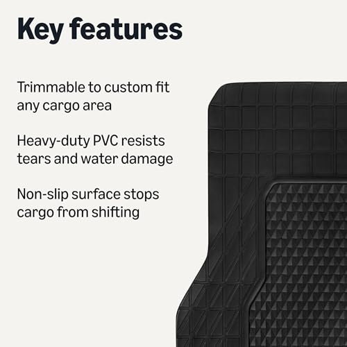 Cargo Liner Floor Mat, All Weather Trunk Protection, Trimmable to Fit, Black - view 2