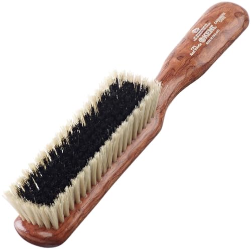 CP6 Clothes Brush. Cashmere Care Dark Wood with Black & White Boar Bristle, Lint Remover for Wool and Silk for Keeping Delicate Fabrics Free from Fibres, Fluff and Pet Hair. Made in England