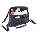 Modern Minimalist Car Seat Storage Bag - Black Faux Leather Caddy - Automotive Seat Back Organizer - 2 Compartments - Rectangular - Durable - Seat-back mounted - 15.35 x 3.94 x 10.63 inches