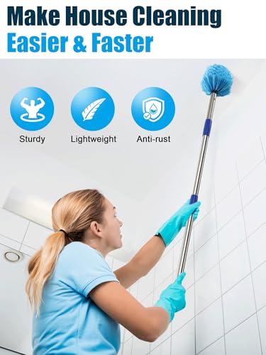 Cobweb Duster with Extension Pole, Outdoor Spider Web Brush with 6 ft Long Handle, Metal Cob Web Remover for High Ceilings Fans Indoor Cleaning, Medium-Stiff Bristles Dust Brush, Lightweight Cleaner - view 7