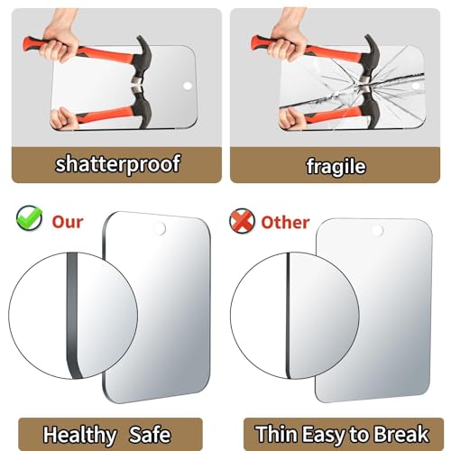 Shower Mirror Fogless for Shaving,(Larger 11x8 Inch) Anti Fog Shaving Mirror Holder NO-Drilling, No Fog Free Waterproof,Small Wall Mounted Bathroom Accessories Camping Hanging with Hook - view 5