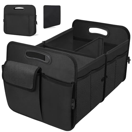 Trunk Organizer, Collapsible Waterproof Multi-Functional car Trunk Grocery Organizer Storage for SUVs & Sedans, Car Accessories for Women/Men, 3 Compartments