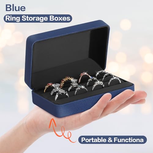 Velet Jewelry Ring Storage Box for Multiple Rings (Blue) - view 3
