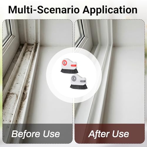2 PCS Groove Cleaning Brush 2 in 1 Window Track Cleaning Tool Crevice Cleanings Brush Multifunction Hard Bristle with Hidden Scraper Grout Cleaner Grip Brushes for Slid Door Track Window Sill - view 4