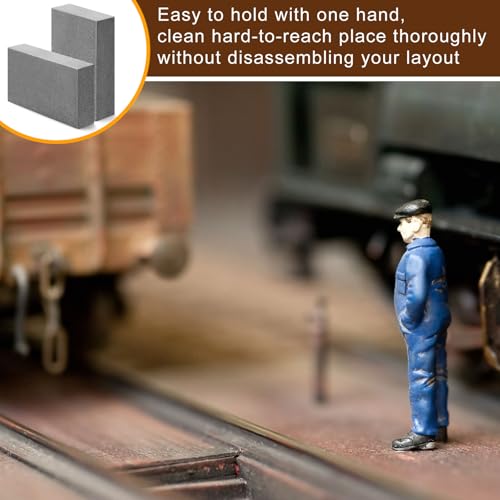 2 Pack HO Track Cleaner Block Model Train,3.2" X 2"x 0.8",Gray - view 4