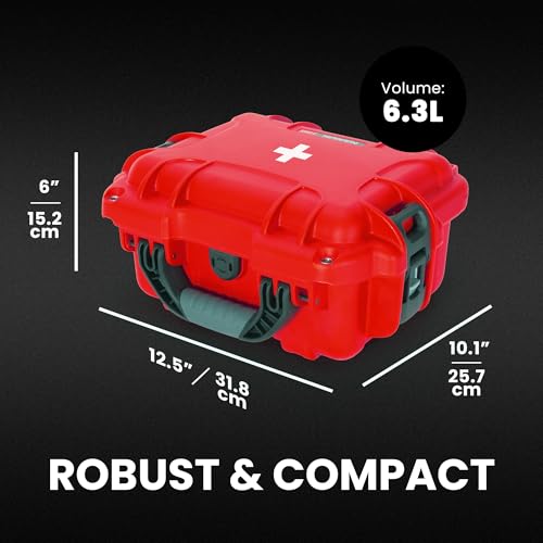 905 Waterproof First Aid Case Empty – Durable, Medical First Aid Organizer Case, IP67-Rated, Dustproof, Impact-Resistant, and Floats (9.4" x 7.4" x 5.5") – Red - view 6
