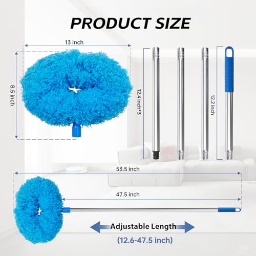 Ceiling Fan Cleaner Duster with 13-48 in Extension Pole, Blue - view 3