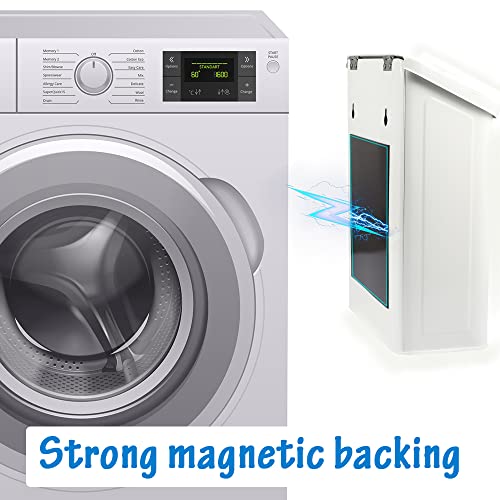 Magnetic Laundry Storage, Large Metal Lint Holder Bin with Lid for Laundry Room, Space-Saving Trash Container Hanging on Dryer, Washer or Wall Mount Trash Bin (White) - view 7
