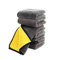 Ultrasoft, Large, Thick and Quick Drying Car Microfiber Cleaning Towel 800GSM Polishing Waxing Auto Detailing Towel Cloth (6pack,16 x 16inches) (Grey-Yellow)