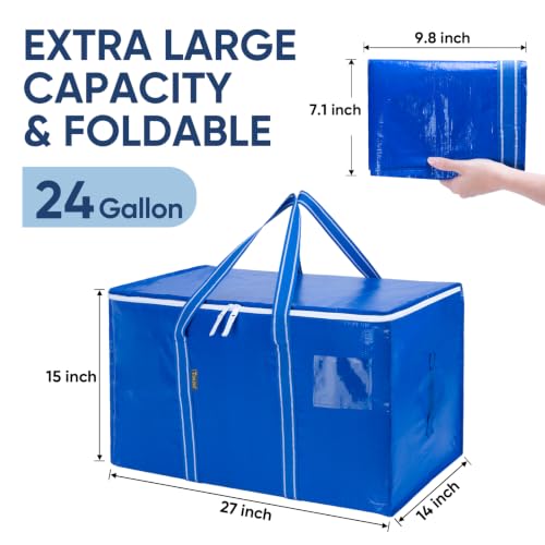 6-Pack Oversized Moving Bags with Reinforced Handles, Heavy-Duty Storage Tote for Clothes, Moving Supplies (Royal Blue, 6-Pack) - view 2