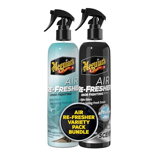Air Re-Fresher Odor Fighting Spray - New Car Scent and Black Chrome Scent - Variety Pack