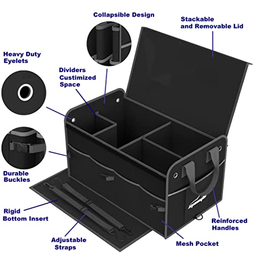 Car Trunk Organizer with Lid & Adjustable Multi Compartment for SUV - view 2