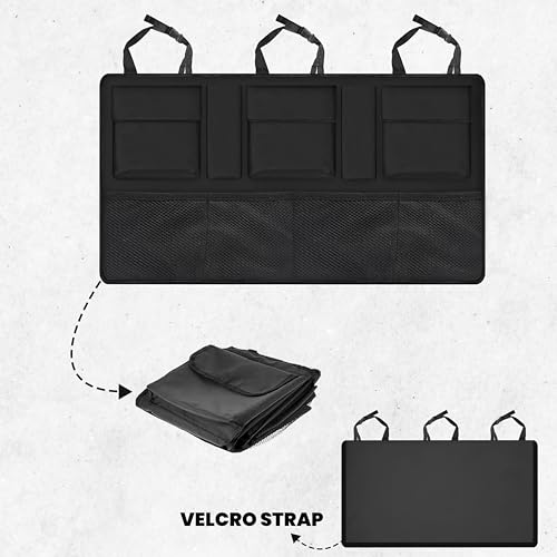 Backseat Trunk Organizer | 42 x20 Inches Car Storage with 9 Spacious Pockets | Waterproof, Heavy-Duty Hanging Organizer for SUVs, Trucks & Hatchbacks | Space-Saving, Foldable & Easy to Install - view 4