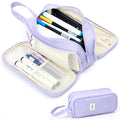 Pencil Case Pouch, Large Capacity Pencil Box Bag, Aesthetic Pen Organizer for School Supplies, Cute Preppy Stuff for Girls Boys Kids, Back to College Stationery, Purple