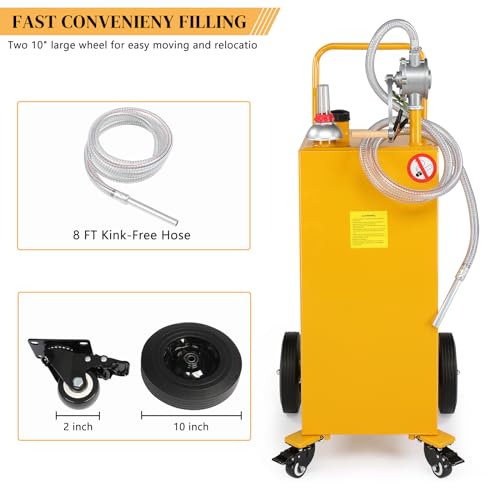 30-Gallon Fuel Caddy on 4 Wheels with Fuel Transfer Pump,Yellow - view 4