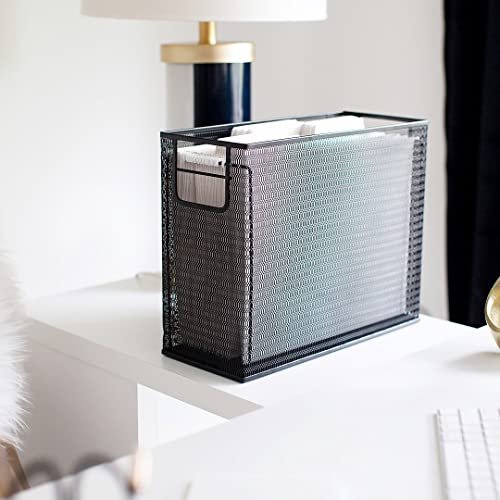 Black Desk Organizer Set | 5-Piece Metal Office Supplies Collection with Hanging File Organizer, Magazine Holder, Pen Cup, Sticky Note Holder & Letter Sorter | Workspace Organization - view 5
