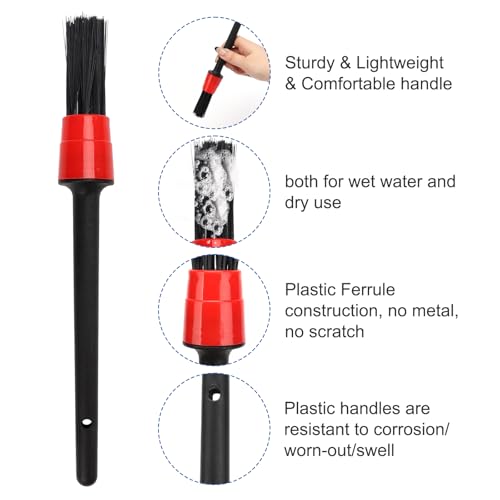 Auto Car Detailing Brush Set Car Interior Cleaning Kit Includes 3 Boar Hair Detail Brush,3 Wire Brush, 3 Air Vent Brush for Cleaning Car Interior Exterior, Dashboard Engines Leather Wheel - view 2