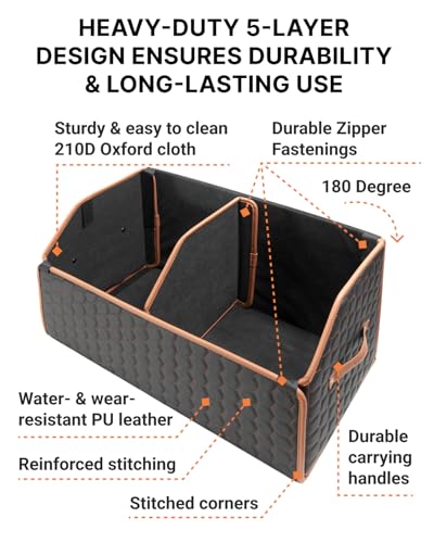 Trunk Organizer for Car, Lid, PU Leather, 17.7in 40L, 1pc, Hexy - view 2