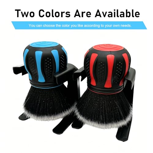Car Detailing Brush, Ultra-soft Microfiber Bristles Brush with Storage Rack, Non-slip Ball-shaped Handle Cleaning Tool, Interior Gap Cleaner for Car & Home & Office (Blue) - view 4