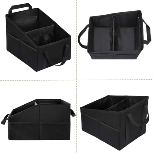 Car Seat Organizer for Front & Back Seat, Passenger Seat Organizer, Small Car Seat Storage Caddy for kids & Adult with Divide, Handles and Multiple Mesh Pockets (Black) - view 6