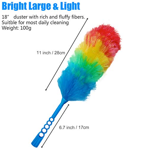 3 Pack Upgrade 19” Rainbow Static Feather Duster with Beandable and Washable Head - More Fibers Bigger Head Less Loss of Fiber - view 2