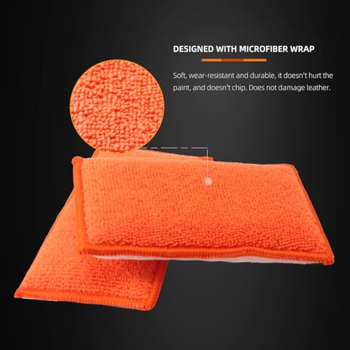 Car Interior Scrubbing Sponge, 8Pcs Scrub Ninja, Microfiber Car Wax Applicator, Car Wash Sponges for Car, Boat, Wood, Marble and Motorcycle, 6in x 3.3in x 0.8in - view 3