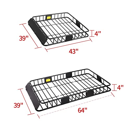 Roof Rack Cargo Basket 64"x39"x4" for SUV Truck Van Car - view 2