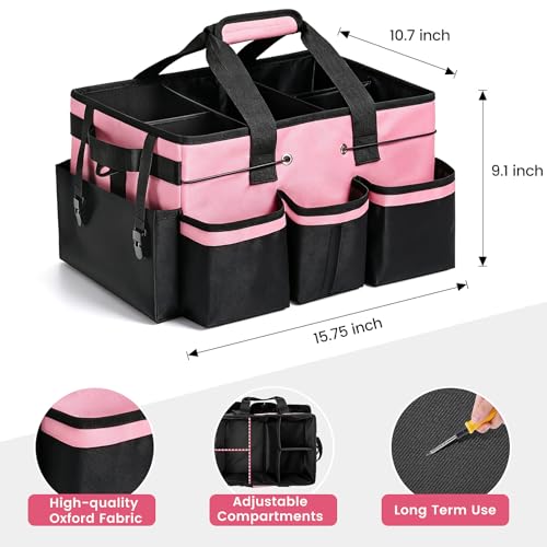 Wearable Large Cleaning Caddy Bag with Dividers, Household Cleaning Caddy for Cleaning Supplies Organizer Car Wash, Cleaner Tote Detailing Bag with Shoulder Strap and Handles for Housekeeper Storage - view 2
