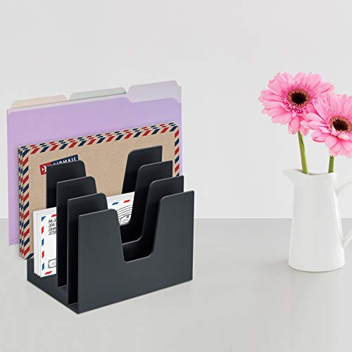 5 Section Incline File Sorter Organizer, Desktop Mail Holder, Black - view 3
