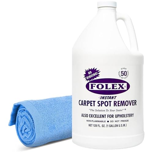 Instant Carpet Spot Remover 128 oz - Powerful Stain Remover for Carpets, Upholstery & Rugs - Eliminates Pet Stains, Grease, Red Wine, Food, Makeup & More - With Reusable Cleaning Cloth
