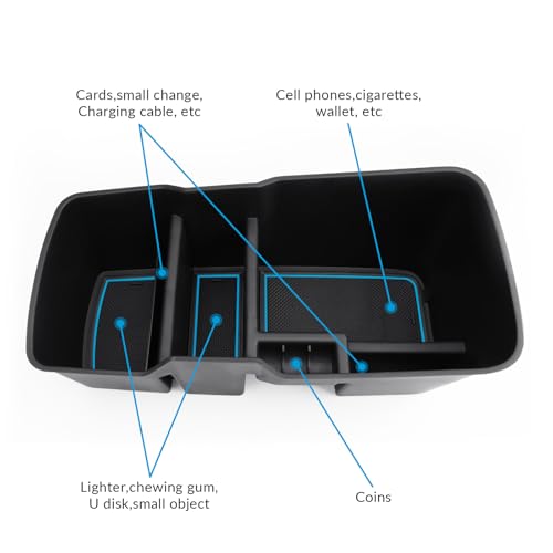 Center Console Lower Organizer Tray Compatible for Kia EV6 Accessories 2026 2025 2024 2023 Armrest Bottom Storage Box (Blue) - view 3