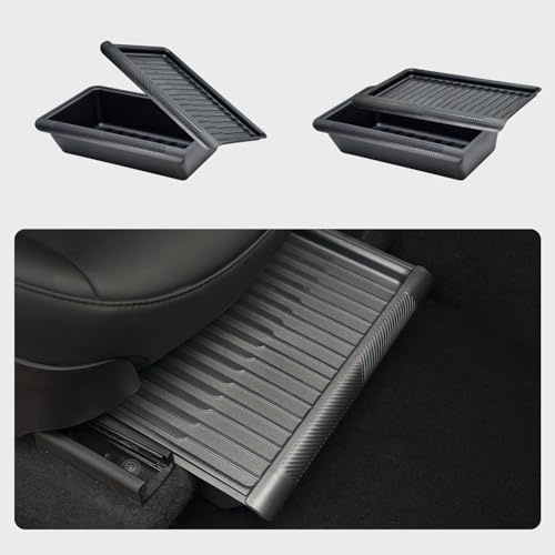 Under Seat Storage Tray for Tesla Model Y, Front Seat Hidden Drawer Bins Non Slip with Lid Cover, Underseat Storage Box Organizer for Model Y 2021-2024 (No Fit New Model Y Juniper)