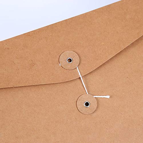Kraft String Envelope File Folder Project Pockets File Jacket Document Organizer Flat-No Expansion A4 Letter Size (Kraft Brown, Pack of 5) - view 4